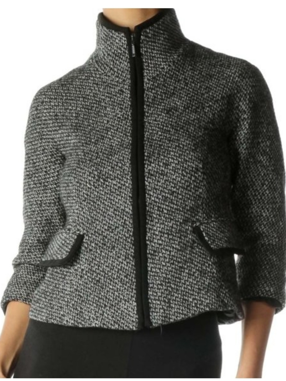 Lafayette 148 New York, Black and White Zip Jacket, Size 12